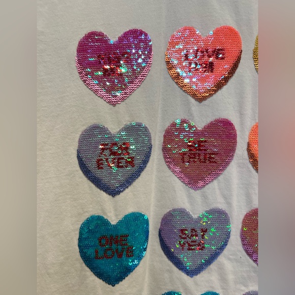 Queen of Sparkles Sequin Conversation Hearts Tee Small - Picture 3 of 8